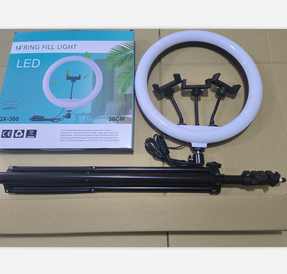 Anneau Lumineux LED 14 pouces avec Trépied et Supports Téléphone