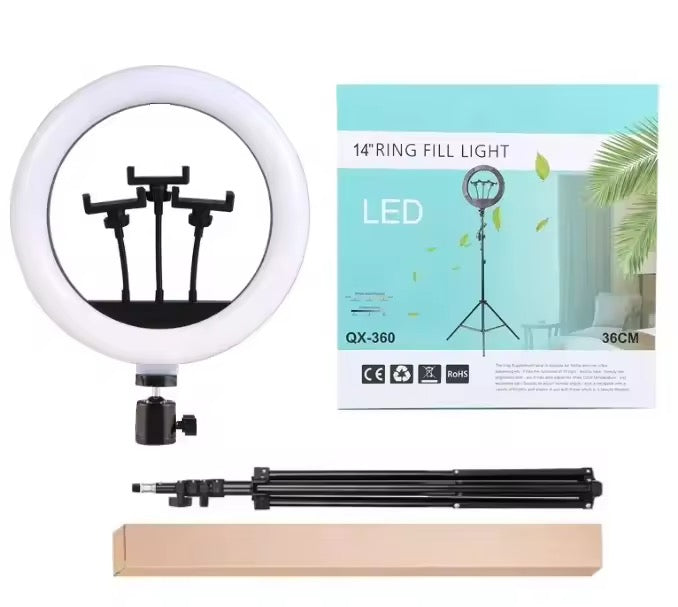 Anneau Lumineux LED 14 pouces avec Trépied et Supports Téléphone
